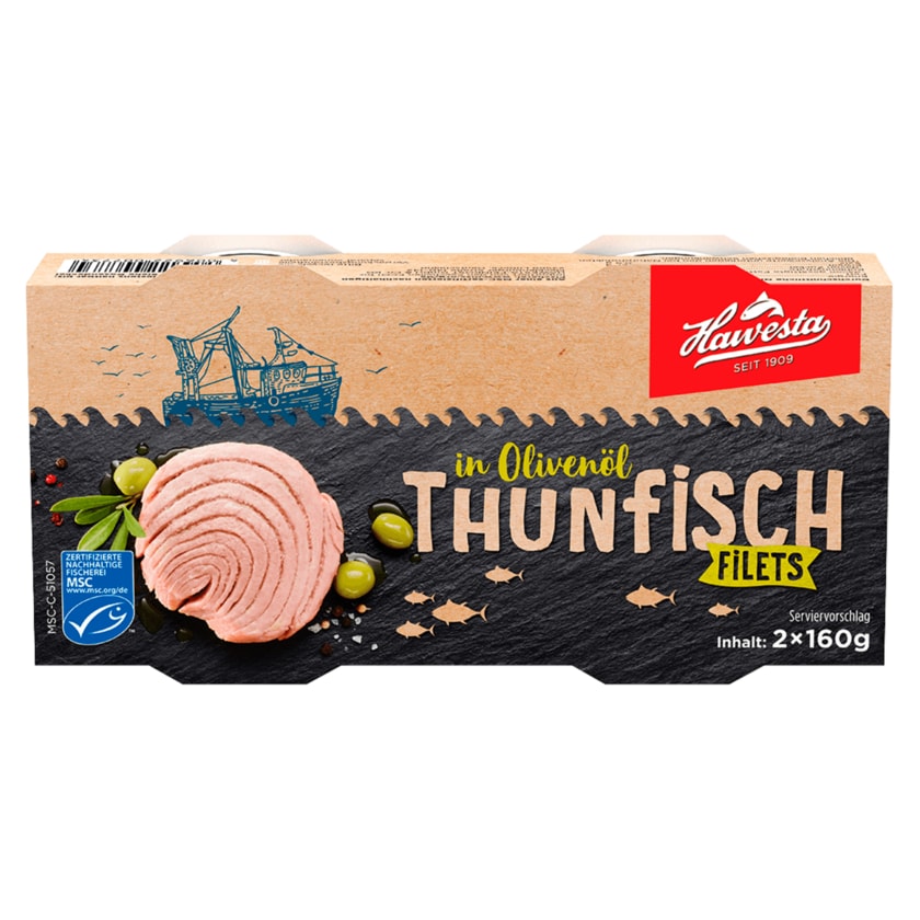 Hawesta Thunfisch in Olivenöl Filets MSC 224g